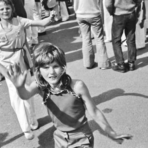 Girls waving