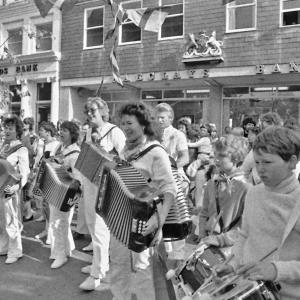 children playing in band outside institute