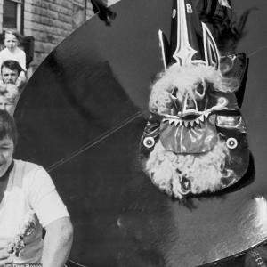 blue ribbon face close up