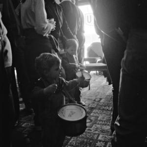 children playing drums in pub