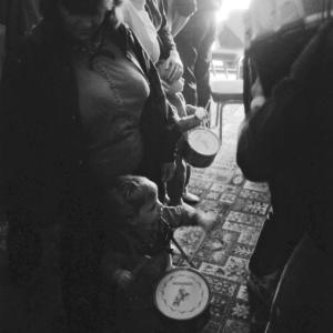 children playing drums in pub