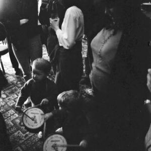 children playing drums in pub