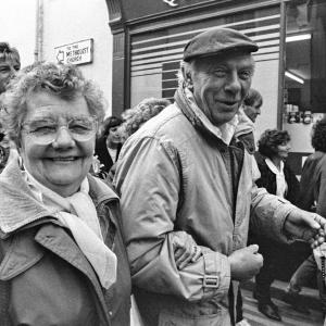 People in procession in street