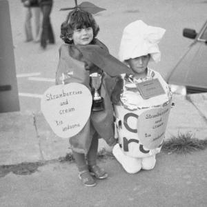 children dressed as strawberries and cream