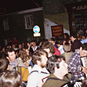 Crowds in the street at night