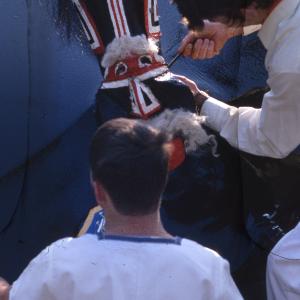Early morning, last minute repairs to Blue Ribbon