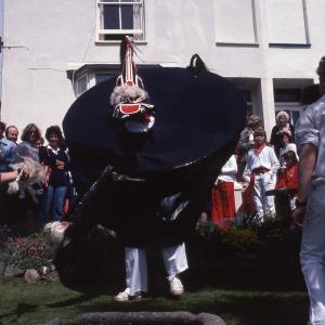 Old Oss being teased in garden of house