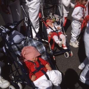 Babies from Old Oss sleeping in pushchairs