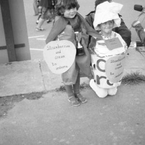 children dressed as strawberries and cream