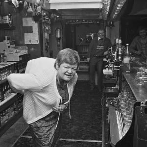Jean Luke behind the bar
