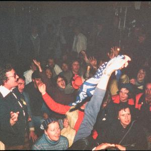 People dancing outside Harbour Inn