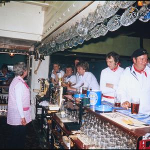 Behind the bar at the pub