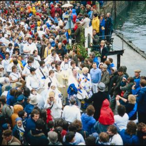 Blue Ribbon band with Master of Ceremonies on the harbourside 