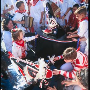 Clucky with Old Oss and Blue Ribbon Oss at Children's Oss