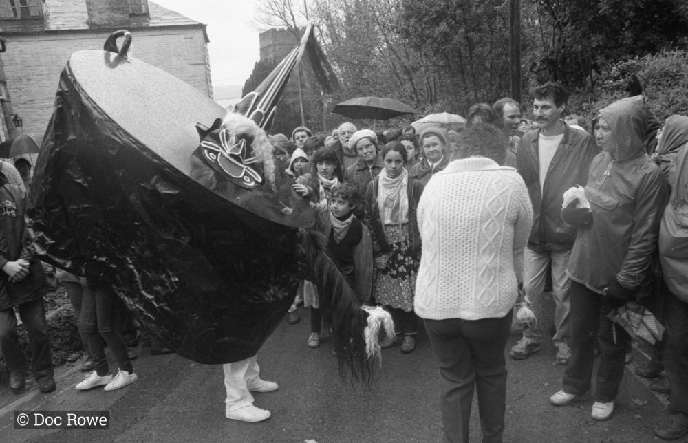 old oss with crowd