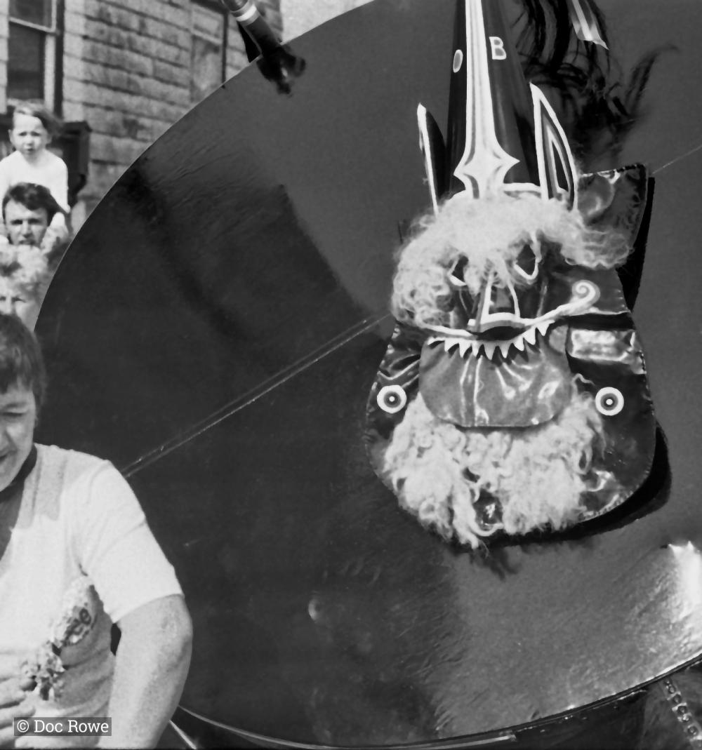 blue ribbon face close up