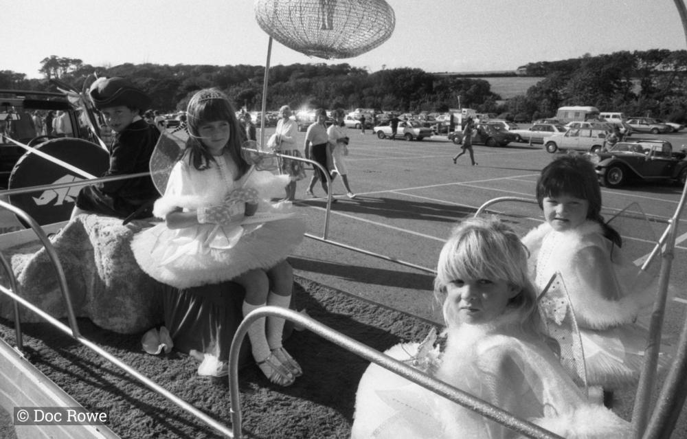 children in costumes on trailer