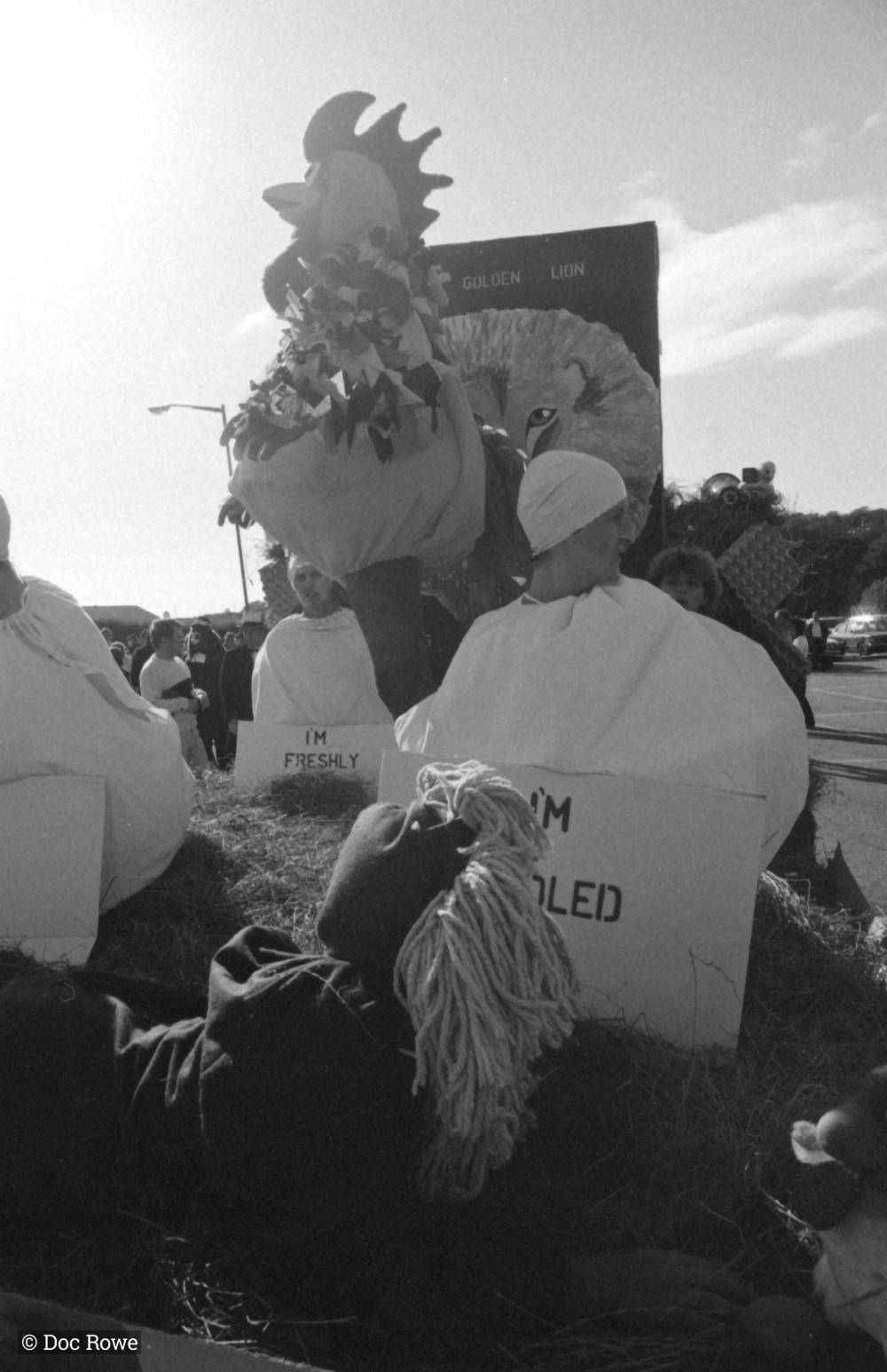 people in costumes on carnival float