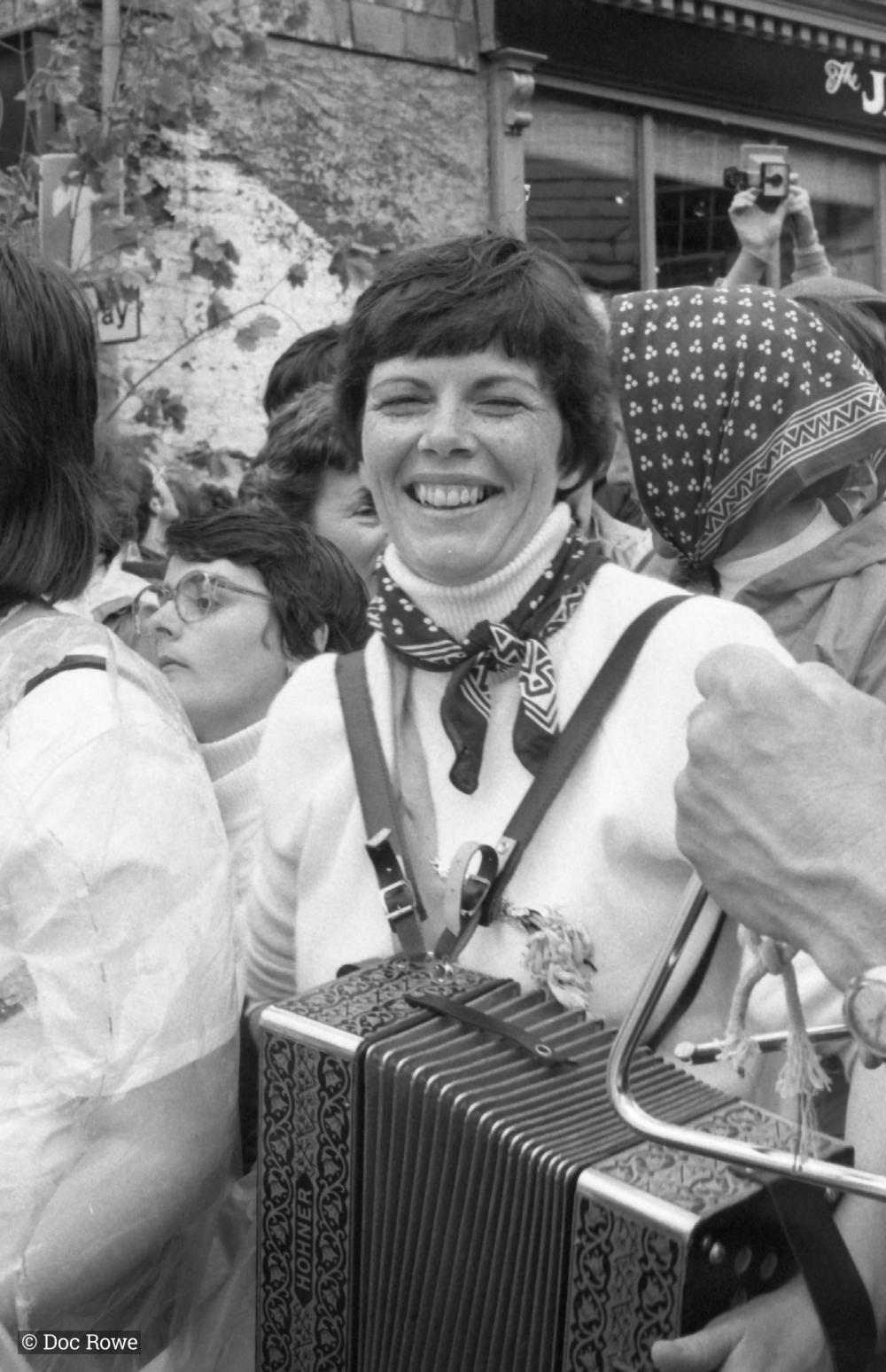 woman playing accordion