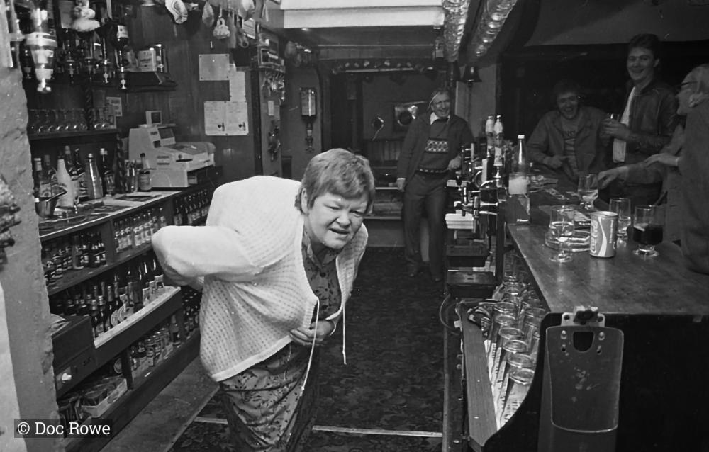 Jean Luke behind the bar