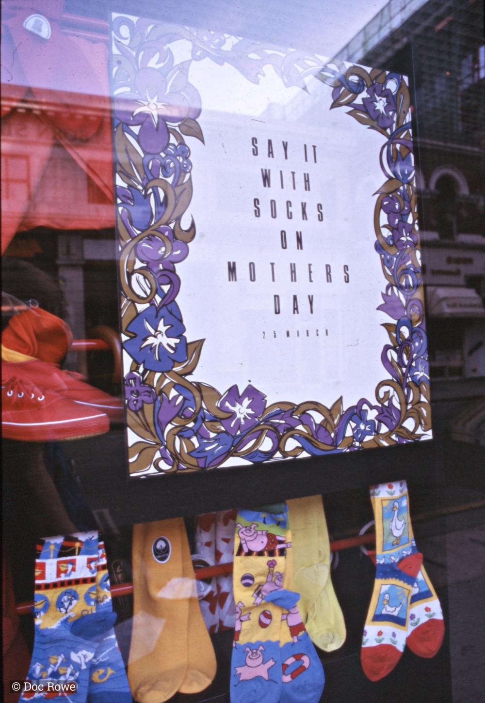 Mother's Day advert in shop window