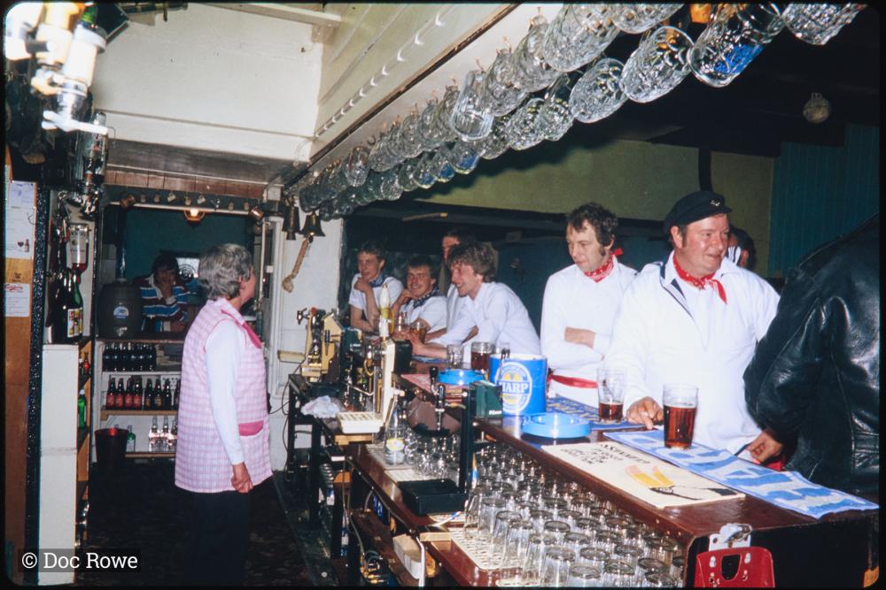 Behind the bar at the pub