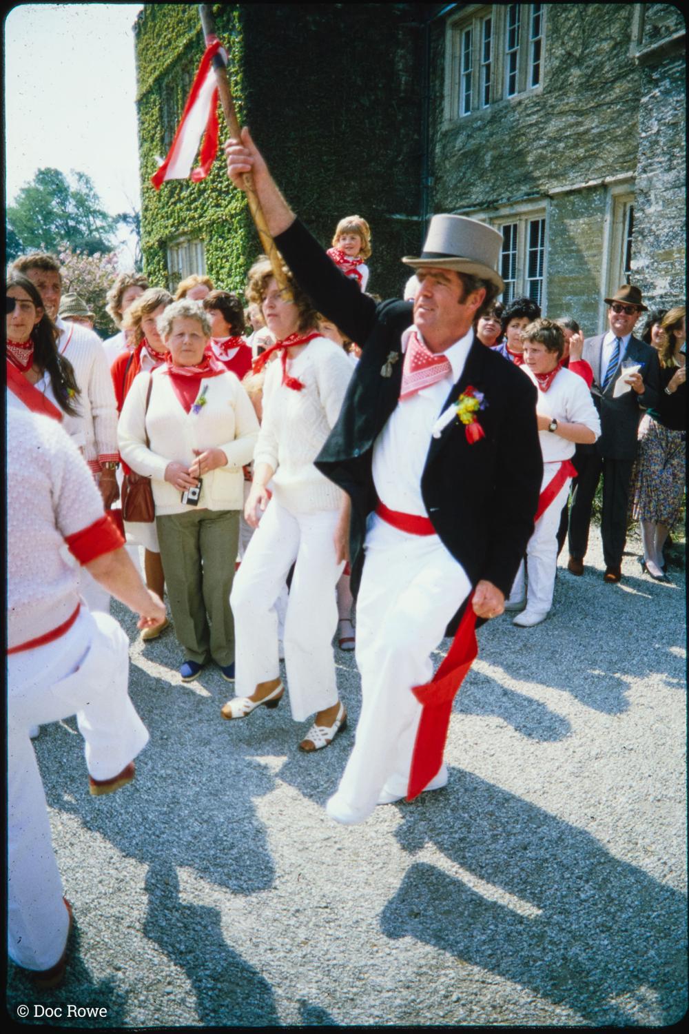 Old Oss Master of Ceremonies dancing outside Prideaux Place