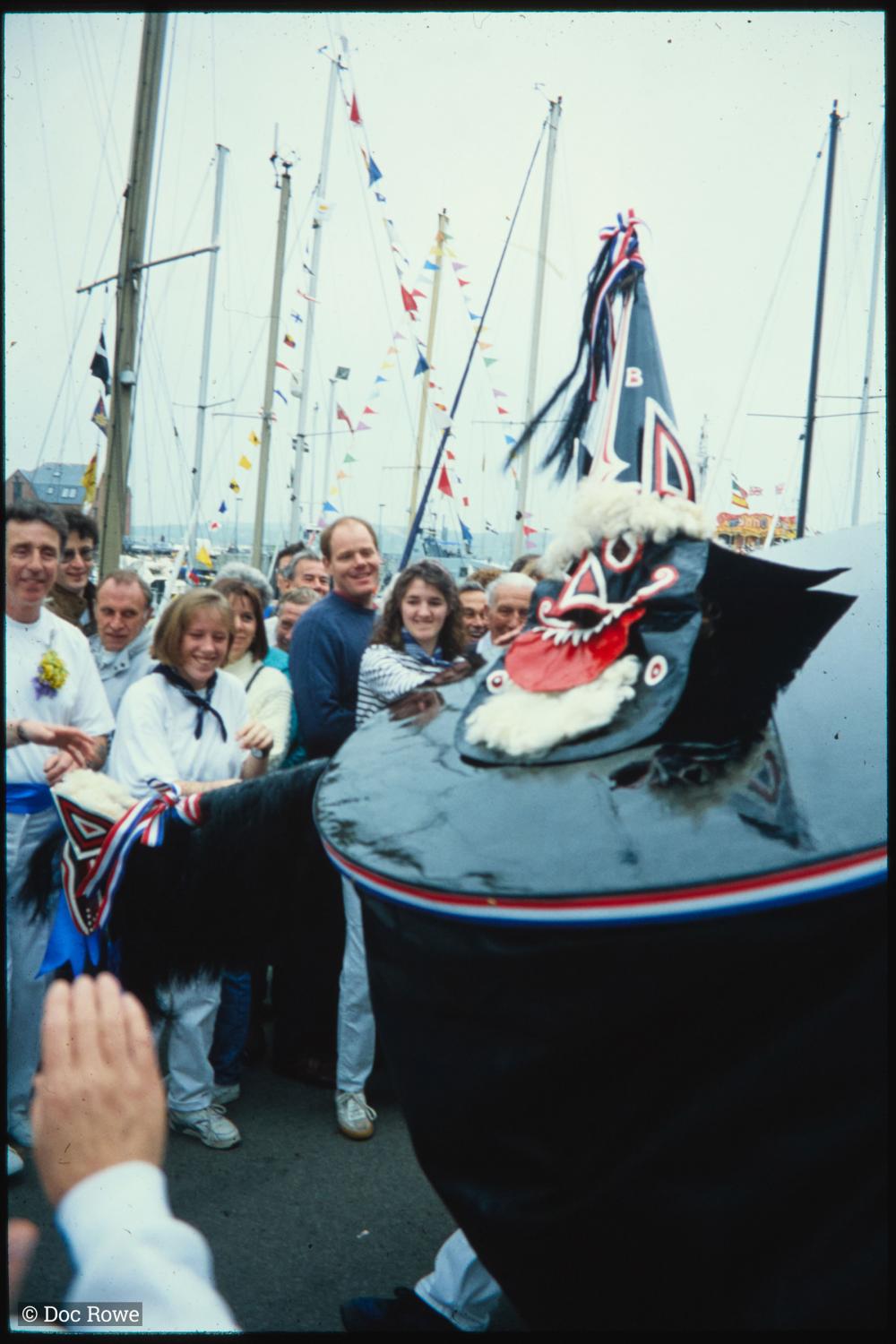 Blue Ribbon dancing on quay