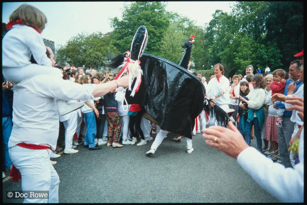 Old Oss being teased by man at Prideaux Place